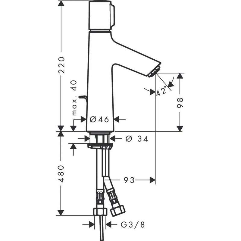 Змішувач для умивальника Talis Select S 100 з донним клапаном Chrome Hansgrohe (72042000)
