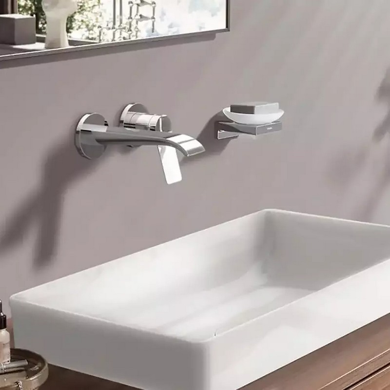 Змішувач для умивальника Vivenis настінний з виливом 195 мм Chrome Hansgrohe (75050000)