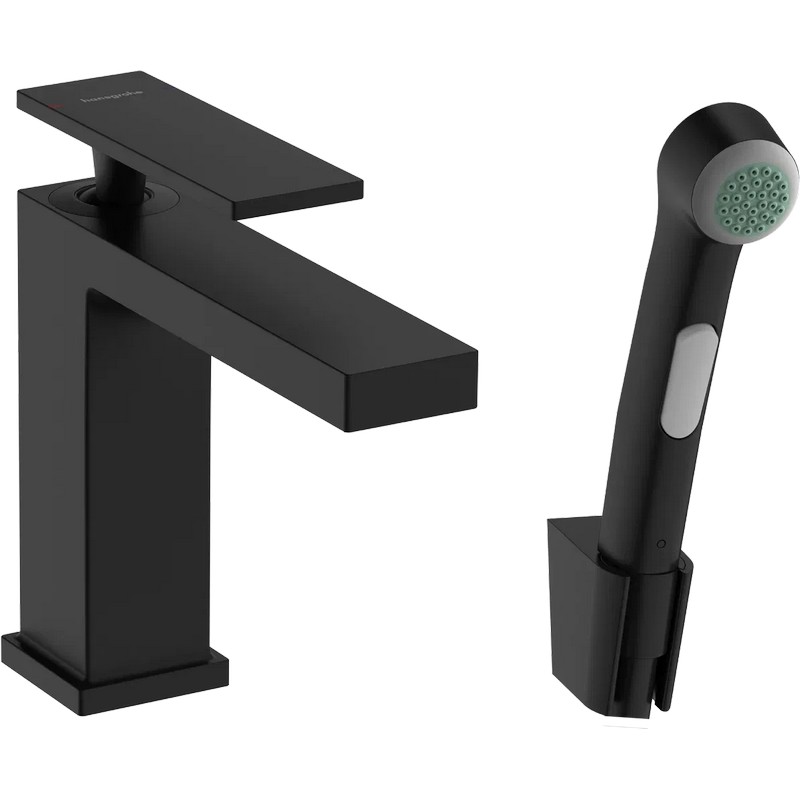 Змішувач для умивальника Tecturis E 110 з гігієнічною лійкою Matt Black Hansgrohe (73210670)
