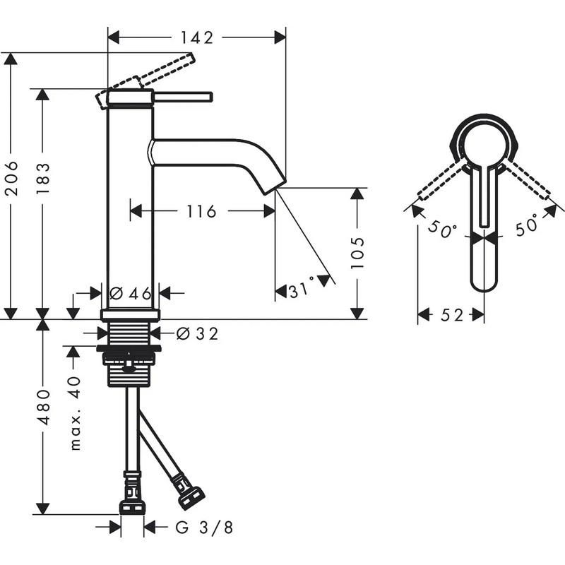 Змішувач для умивальника Tecturis S 110 без донного клапана Matt Black Hansgrohe (73311670) Змішувач для умивальника Tecturis S 110 без донного клапана Matt Black Hansgrohe (73311670)