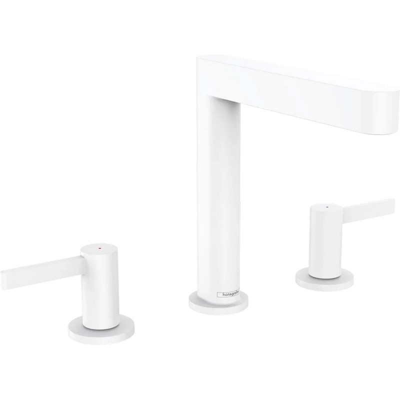 Змішувач для умивальника Finoris 160 на 3 отвори з донним клапаном Push-Open, Matt White Hansgrohe (76034700)