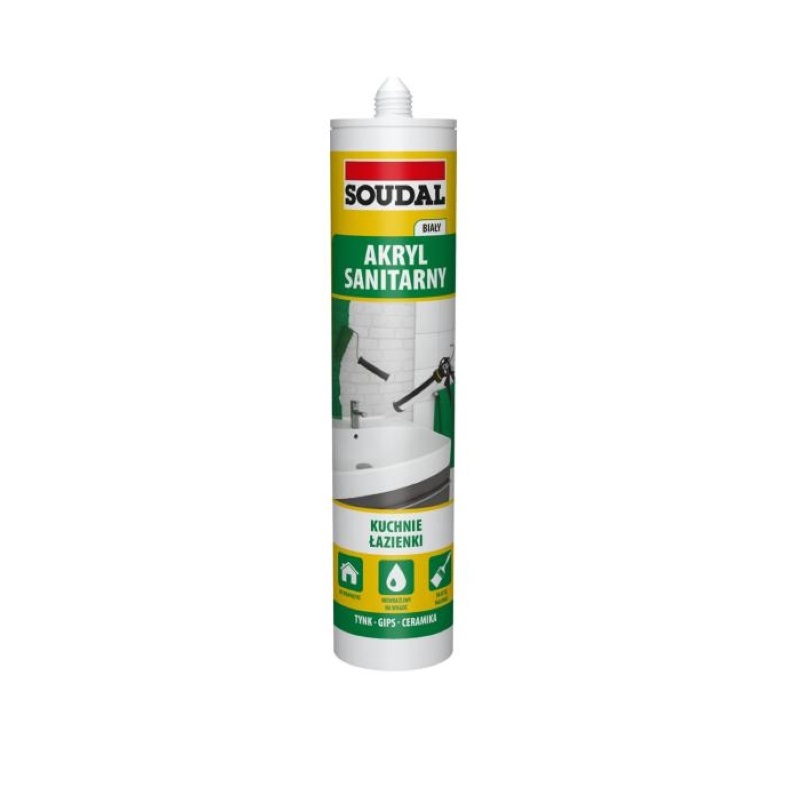 Герметик акриловий санітарний, білий, Soudal, 280ml