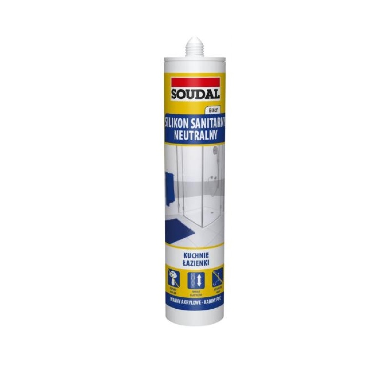 Герметик силіконовий санітарний, нейтральний, білий, Soudal, 280ml Герметик силіконовий санітарний, нейтральний, білий, Soudal, 280ml