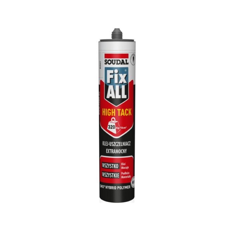 Клей-герметик Fix ALL High Tack, гібридний полімер, білий, Soudal, 290 ml Клей-герметик Fix ALL High Tack, гібридний полімер, білий, Soudal, 290 ml