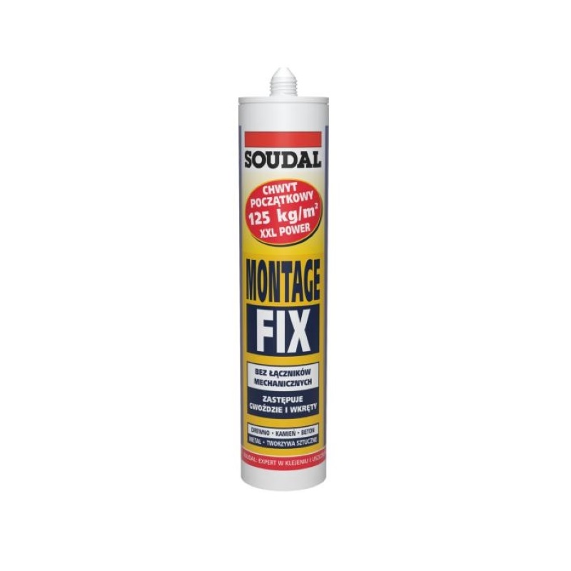 Клей монтажнй Montage Fix, акрилова дісперсія, білий, Soudal, 290 ml Клей монтажнй Montage Fix, акрилова дісперсія, білий, Soudal, 290 ml