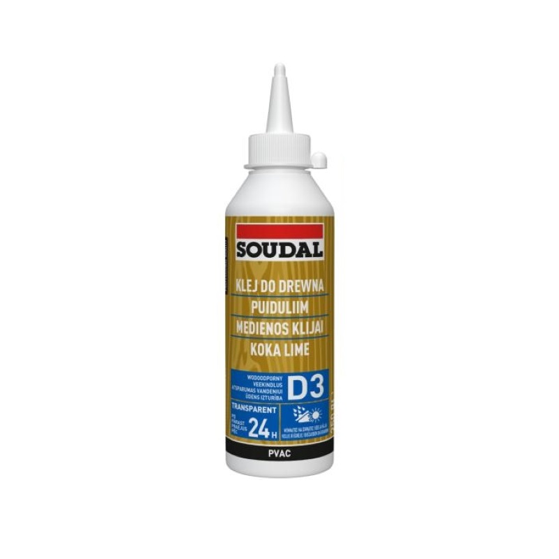 Клей ПВА, клас водостійкості D3, 65А, Soudal, 750 ml