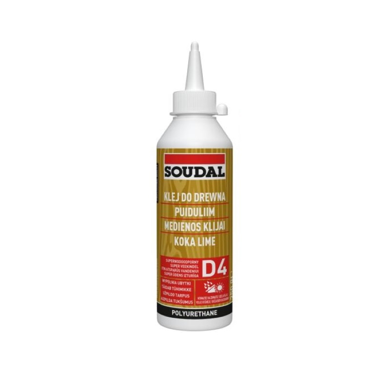 Клей ПУР, клас водостійкості D4, 66А, Soudal, 750 ml