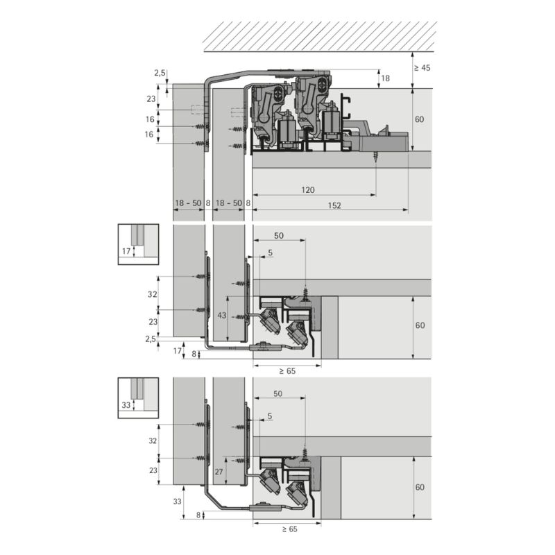 Комплект профілей швидкого монтажу TopLine XL v2.0 2300мм з кліпсами (9278672) Hettich