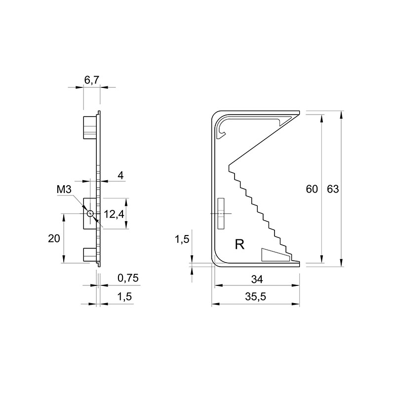 Комплект відкритих заглушок Ferro Fiori для профілів GOLA з LED type L/С, золото Комплект відкритих заглушок Ferro Fiori для профілів GOLA з LED type L/С, золото