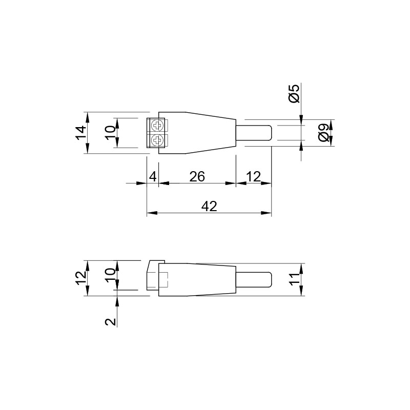 Штекер живлення 2,1/5,5 mm, з клемною колодкою (під гвинт) NEW