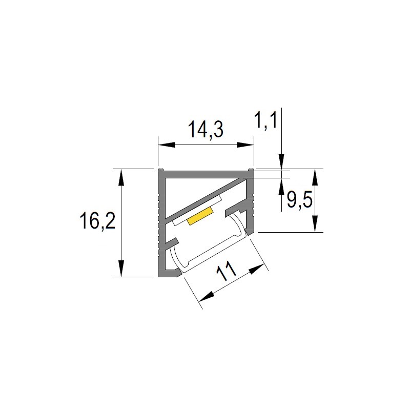 Профіль для LED-стрічки з молочною лінзою, STARLINE MICRO, L = 2m, алюміній, анодоване срібло Профіль для LED-стрічки з молочною лінзою, STARLINE MICRO, L = 2m, алюміній, анодоване срібло
