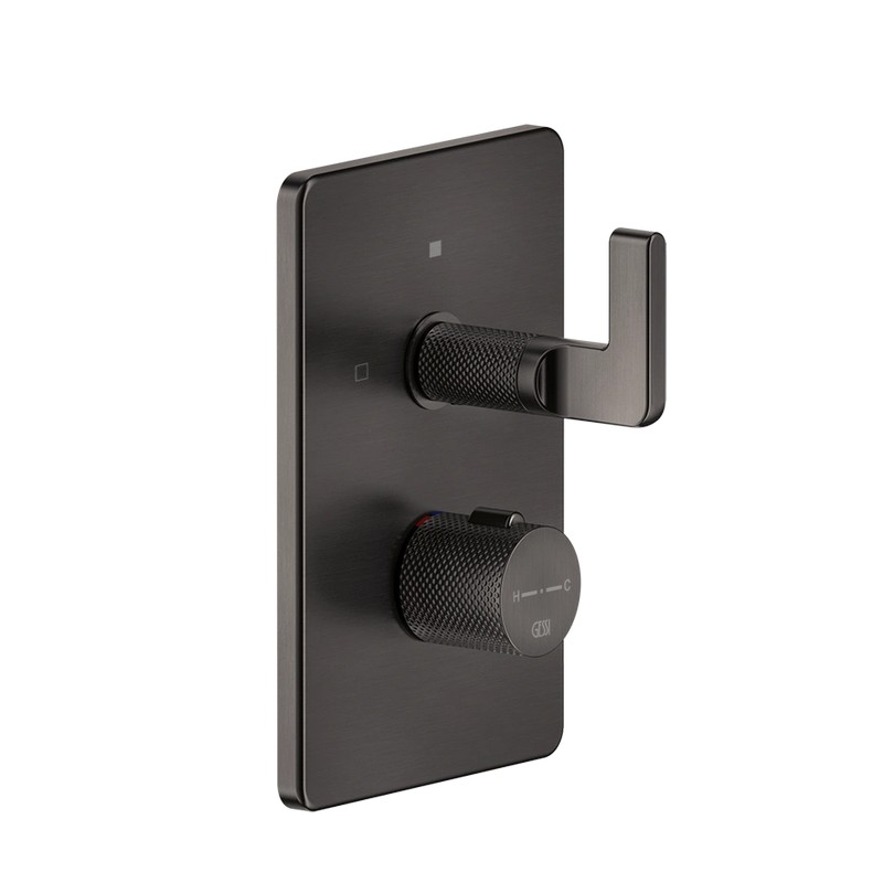 Термостат Inciso з 2 виходами, зовнішня частина Black Metal Brushed PVD (58134707) Gessi Термостат Inciso з 2 виходами, зовнішня частина Black Metal Brushed PVD (58134707) Gessi
