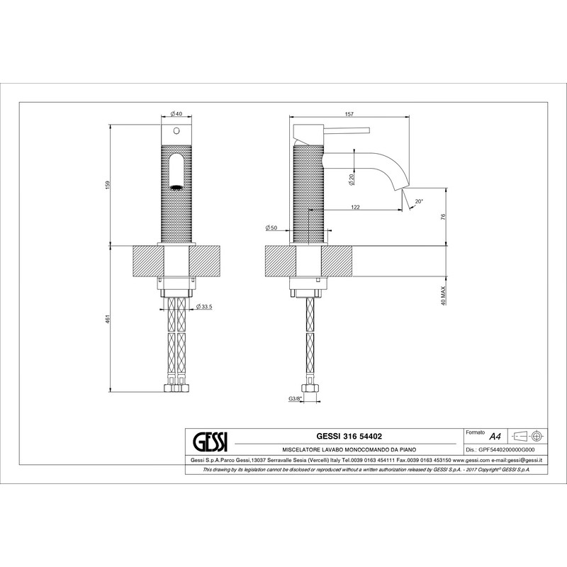 Змішувач для умивальника 316 CESELLO, Steel brushed (54402-239) Gessi Змішувач для умивальника 316 CESELLO, Steel brushed (54402-239) Gessi