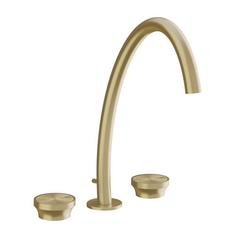 Змішувач для умивальника високий на 3 отвори з донним клапаном Origini Brushed Brass PVD (66015727) Gessi