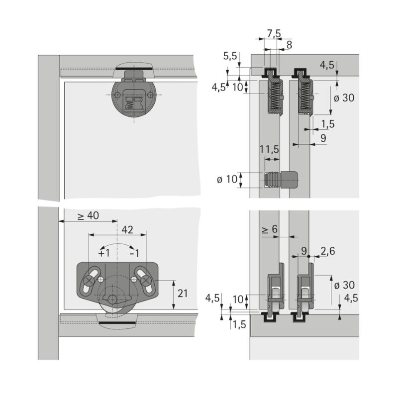 SlideLine 55 Нижні ролики на болтах, пластик, 15 кг Hettich(25122) SlideLine 55 Нижні ролики на болтах, пластик, 15 кг Hettich(25122)