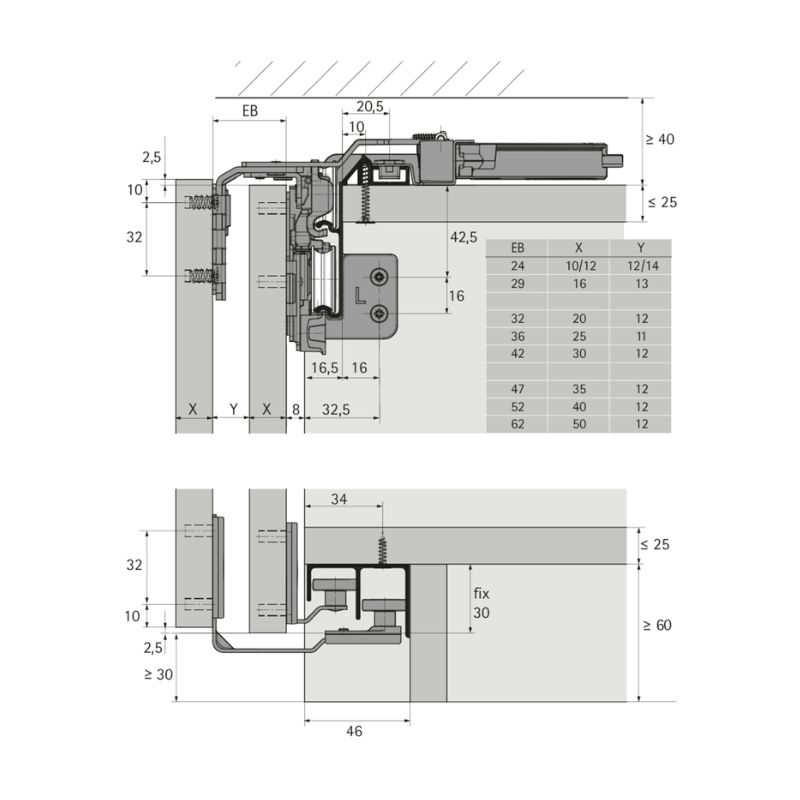 Комплект роликів для 3-дверної шафи, 10-16мм, TopLine L v2.0 Warszawa (9242710) Hettich