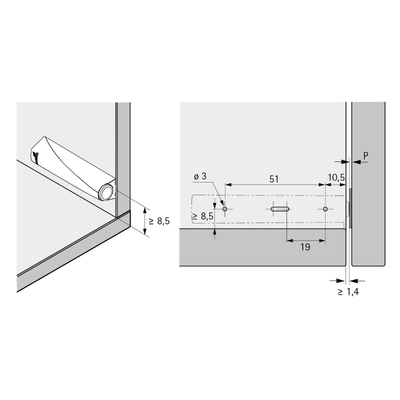 Механізм P2O PIN Strong, антрацит, накладний, довгий хід (9375933) Hettich 2.0