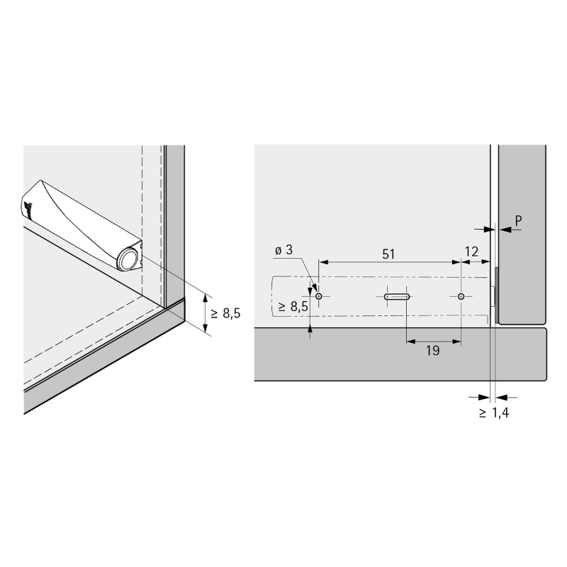 Механізм P2O Magnet, антрацит, накладний, довгий хід (9375980) Hettich 2.0