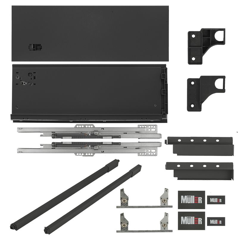 Комплект для шухляди Muller Box profi line 3D L=400 Н=178 (+1 релінг) антрацит Комплект для шухляди Muller Box profi line 3D L=400 Н=178 (+1 релінг) антрацит