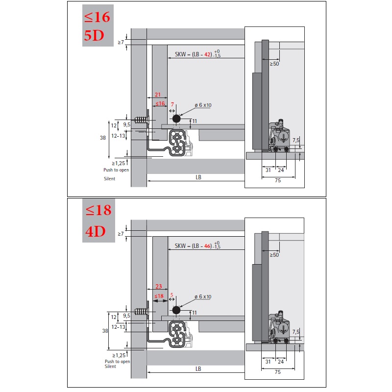 Quadro V6 5D L=500 Silent System (дотяг) повн.в., M (30кг), права