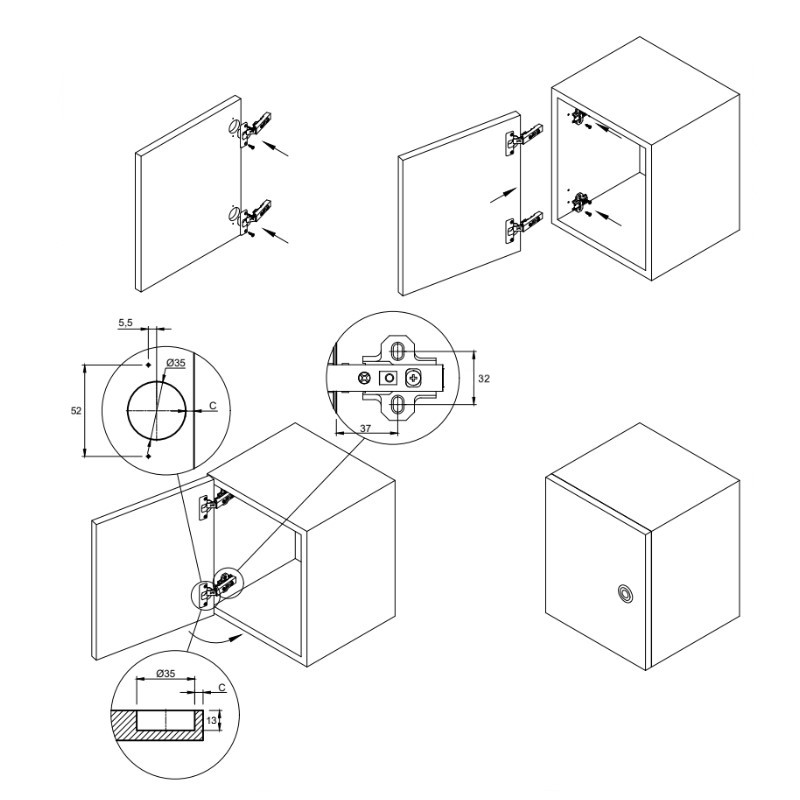 Петля Clip-on, 110°, Intermat 9973, наклад., без пруж., никель (9005604) Hettich