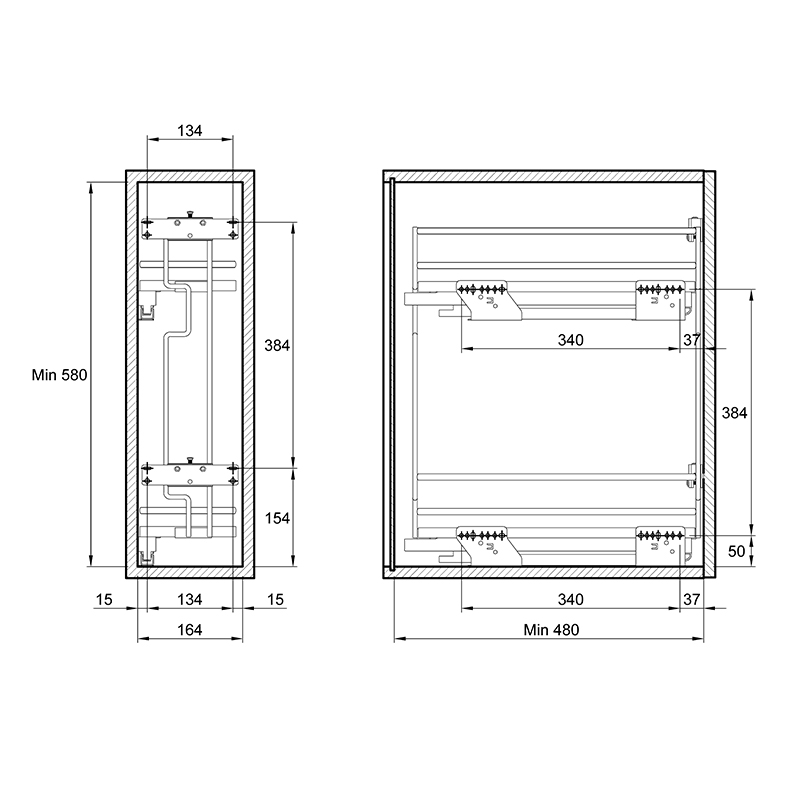 Карго 200мм графит, левое крепление Galaxy VIBO