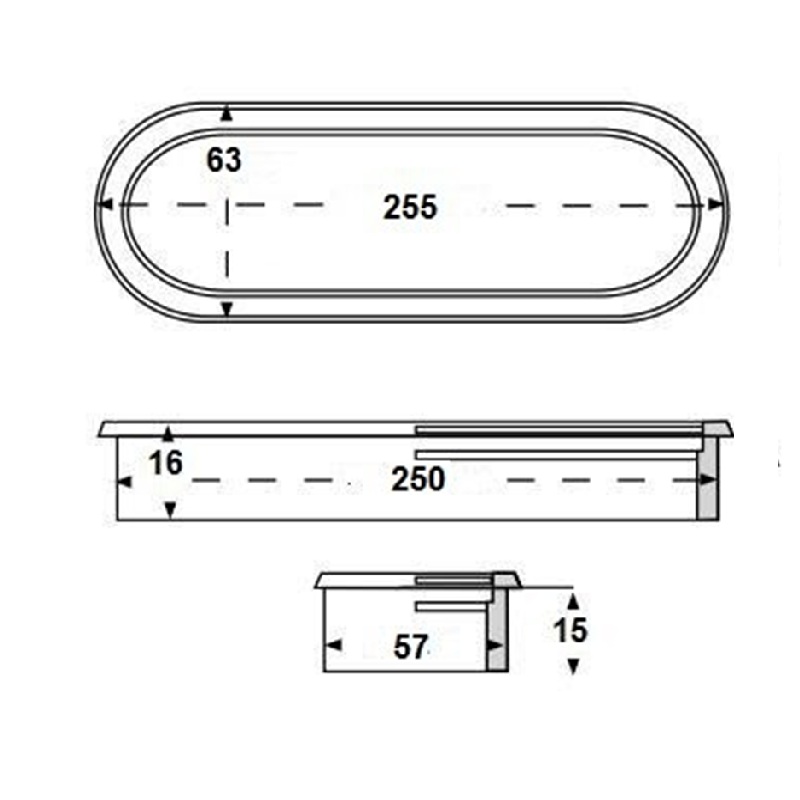 Заглушка для дротів з рухомою кришкою Large овал 57x250x15mm Siso Заглушка для дротів з рухомою кришкою Large овал 57x250x15mm Siso
