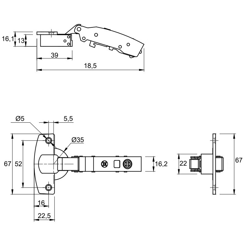 Петля Clip-on, 110°, Sensys 8645i, накладная, с доводч., черн. обсид. (9091738) Hettich Петля Clip-on, 110°, Sensys 8645i, накладная, с доводч., черн. обсид. (9091738) Hettich