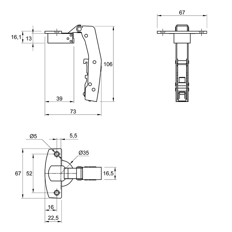 Завіса Clip-on, 95°,Sensys 8669,внутрішня, без пружини, нікель(9088181) Hettich Завіса Clip-on, 95°,Sensys 8669,внутрішня, без пружини, нікель(9088181) Hettich