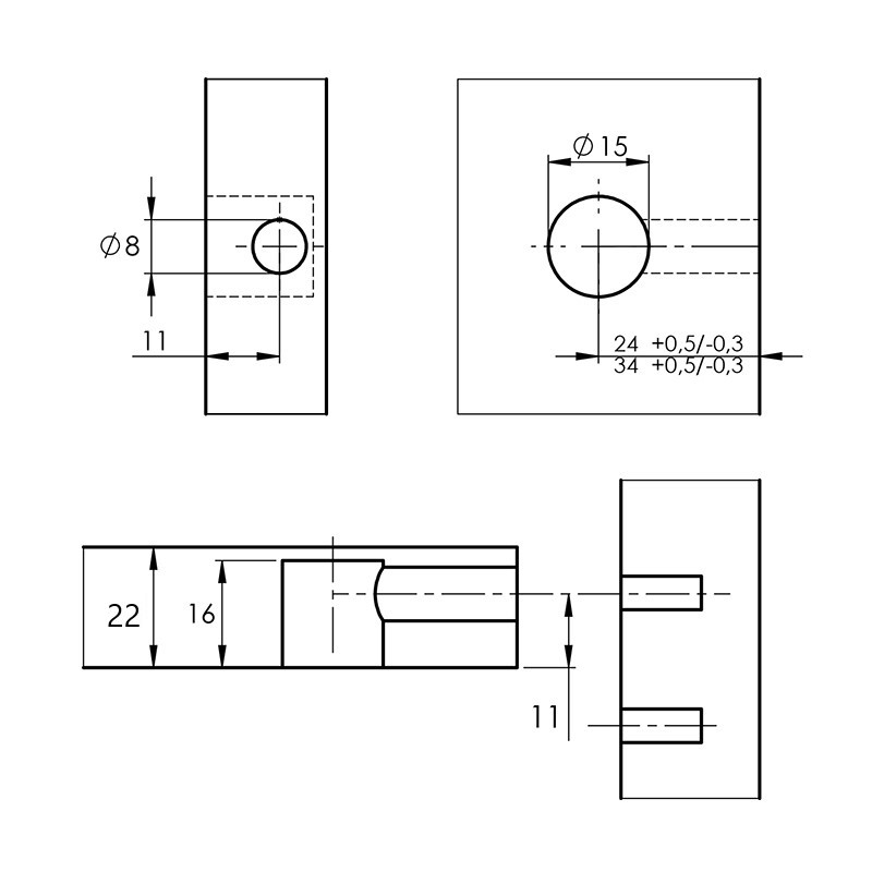 Ексцентрикова стяжка Rastex 15/22, цинк (1048254) Hettich