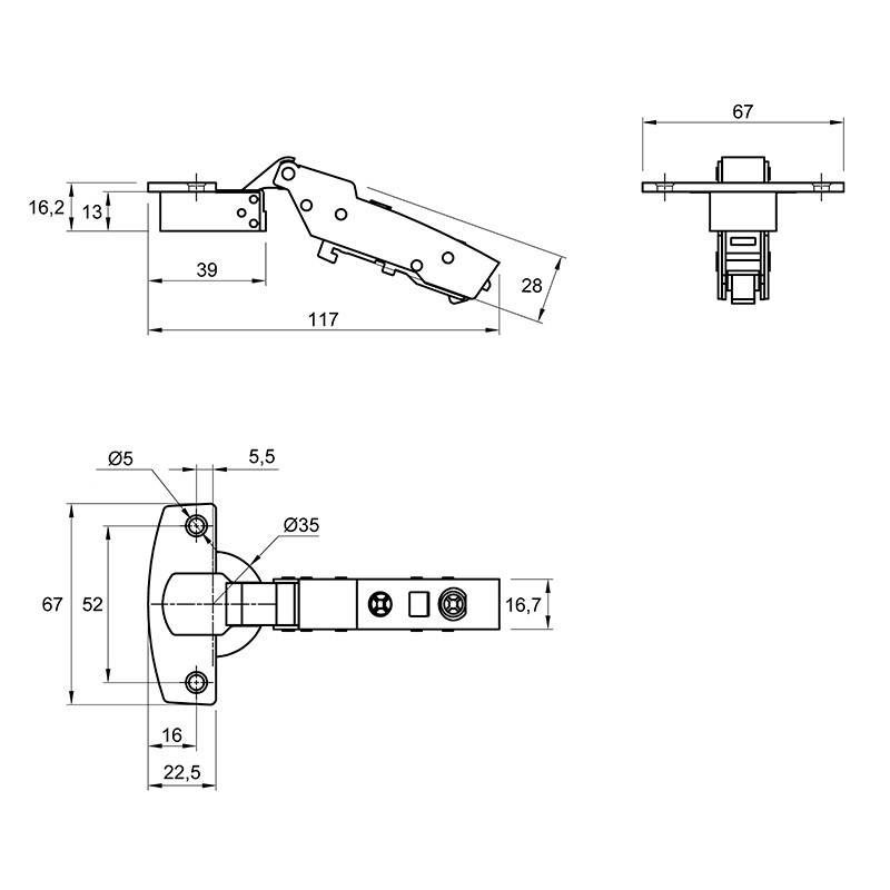 Завіса Clip-on, 110°,Sensys 8645і, напівнакладна, з дотягувачем, нікель(9071206) Hettich Завіса Clip-on, 110°,Sensys 8645і, напівнакладна, з дотягувачем, нікель(9071206) Hettich