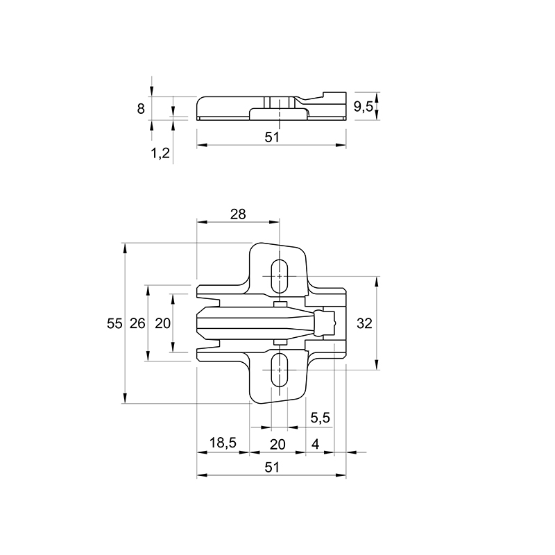 Монтажна планка Sensys дистанція 3 (9071577) Hettich
