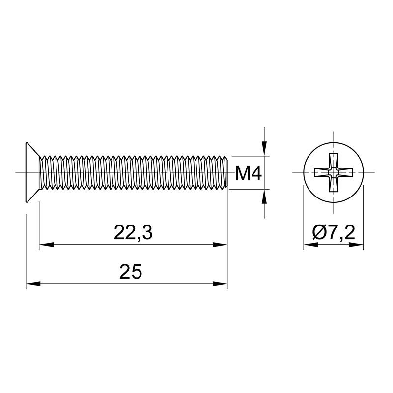 Гвинт потайний M4 L=25 цинк Гвинт потайний M4 L=25 цинк