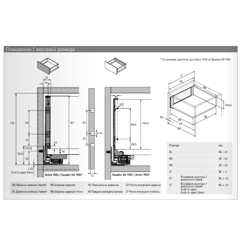 家具 paragraph Комплект для внутрішньої шухляди AvanTech YOU Q L=350 H=187 Inlay