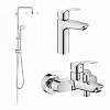 Набор смесителей Eurosmart New 3 в 1 для ванны и душа, хром Grohe (UA123246R0) - small