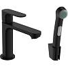 Смеситель для умывальника Rebris S 110 с гигиенической лейкой, Matt Black Hansgrohe (72215670) - small