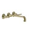 Змішувач для умивальника Inciso настінний, довгий вилив 3 отвори Brushed Brass PVD (58092727) Gessi - small