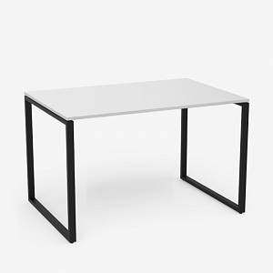 Стіл U,  120x81 см,  Біла стільниця гладка/Чорний метал опори