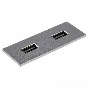 VersaPICK USB-розетка прямокутна, 2 USB порта (5В / 9В, 3А / 2A), 110-220В, IP20, ZAMAK, нержавіюча