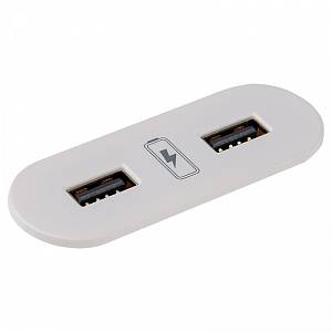 VersaPICK USB-розетка овальна,  2 USB порта (5В,  2, 1А),  110-220В,  IP20,  полімер,  білий мат