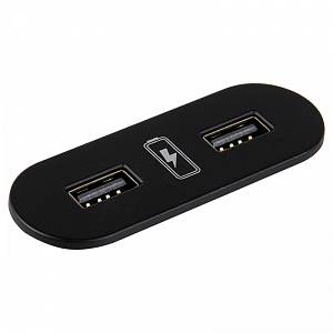 VersaPICK USB-розетка овальна, 2 USB порта (5В, 2,1А), 110-220В, IP20, полімер, чорний мат