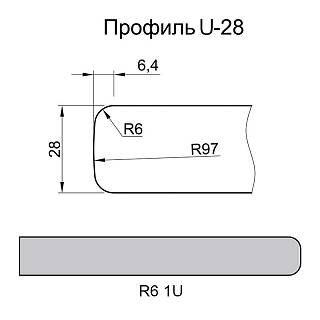 Столешница Luxeform S945-1 U Торос 3050х600х28мм м.п.