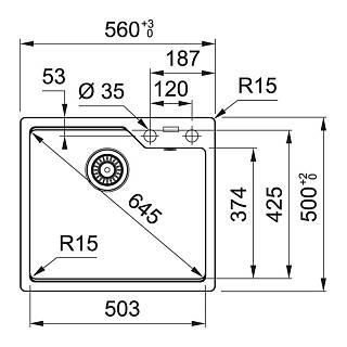 Мойка с сифоном гранит UBG 610-56 оникс Franke (114.0701.786)