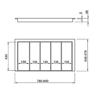 Лоток универсальный 900 под 4 вкладки W=840 L=478 (LKB.840.478) Орех