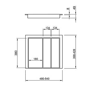 Лоток універсальний 600 під 2 вкладиші W=540 L=428 (LKB.540.428) Антрацит