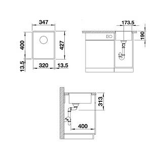 Мойка SUBLINE 320-F SILGRANIT (в уровень) белый BLANCO (523419)