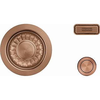 Вентиль-автомат 3½" з кнопкою і переливом до мийки з нерж сталі PVD copper (мідь) Franke (112.0653.0