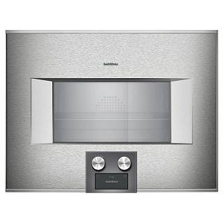 Компактна духова шафа-пароварка BS474112 права нержавіюча сталь за склом GAGGENAU