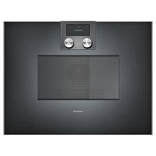 Компактна духова шафа з мікрохвильовим режимом BM450100 права антрацит GAGGENAU