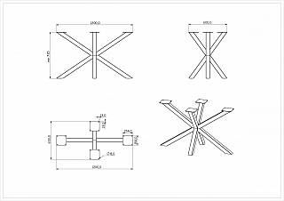 Каркас для столу 3Х,  1200х600мм,  h = 725мм,  сірий Ral 9006 (Муар)